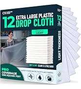 Caelum Star 12 Pack Extra Large Clear Painter's Drop Cloth for Painting 12 x 9 ft, Clear Tarp Pla...