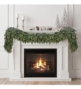 Hananona 6FT Artificial Cedar Garlands, Real Touch Soft Cedar Pine Garland, Winter Artificial Gre...