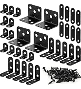 34PCS L Bracket Corner Brace Kit, 4 Sizes Stainless Steel L Brackets for Wood Shelves, 90 Degree ...