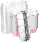 Eoonfirst 50pcs Mini Disposable Foil Rectangle Baking Cups 6.8 oz 6.5 x 2.6 x 2 Inch Aluminum Loa...
