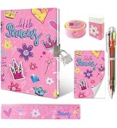 Princess Girls Diary with Lock, Set of Diary for Girls Incl. Kids Journal with Lock & Pen (6-Mult...