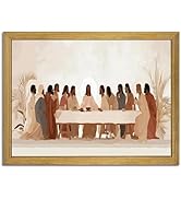 Wood Framed Last Supper Wall Art, Christian Wall Decor, Religious Canvas Print Posters, Jesus Pic...
