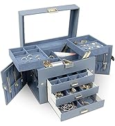 KAMIER Jewelry Organizer Box,5-Layer Jewelry Box for Women with Glass Lid,Jewelry Storage Box for...