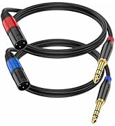 Jozzai 2 Pack XLR Male to 1/4 6.35mm TRS Mono Jack Microphone Cable for Dynmic Microphone, 1.6 Fo...