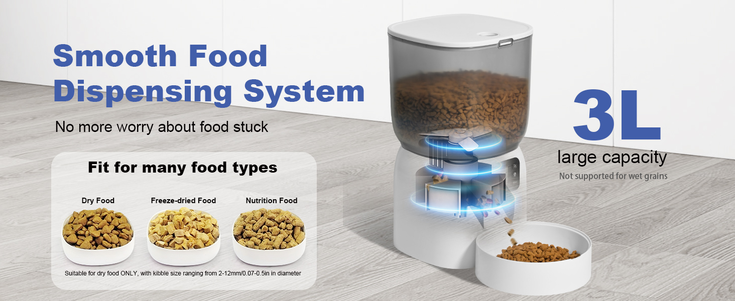 automatic cat feeder with smooth food dispensing system