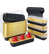 Aluminum Foil Mini Loaf Pans With Lids 50 Pack,LNYZQUS 6.8 Oz Rectangle Baking Cups Muffin Tins,D...