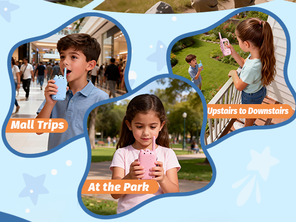 real-time walkie talkies for kids upstairs downstairs at park and mall trips