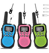 WITPAW 3 Pcs Walkie Talkies for Kids Rechargeable 3 KM Handheld Walkie Talkies Long Range 22 Chan...