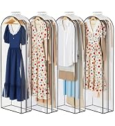 KEETDY 10" Guessted Garment Bags for Hanging Clothes, All Clear 60" Long Dress Bag for Closet Sto...