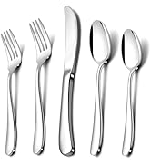 Herogo Heavy Duty Stainless Steel Silverware Set, 40-Piece Heavy Weight Modern Flatware Cutlery S...
