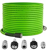 PWACCS Pressure Washer Hose, Kink Resistant Universal Power Washer Hose 50 FT x 1/4", High-Pressu...