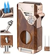 NINSI 5-in-1 Torch Lighter, Windproof 4 Jet Blue Flames, Adjustable and Refillable Butane Lighter...