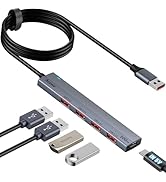 Aceele 10Gbps USB 3.2 Hub with 4 USB A 3.2 Ports, USB 3.2 Gen 2 Splitter with 4ft Extented Long D...