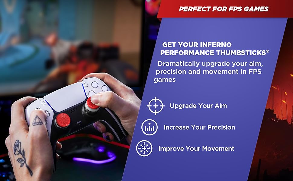 Upgrade your aim, precision, and movement with control freek Inferno thumbstick extenders grip cover
