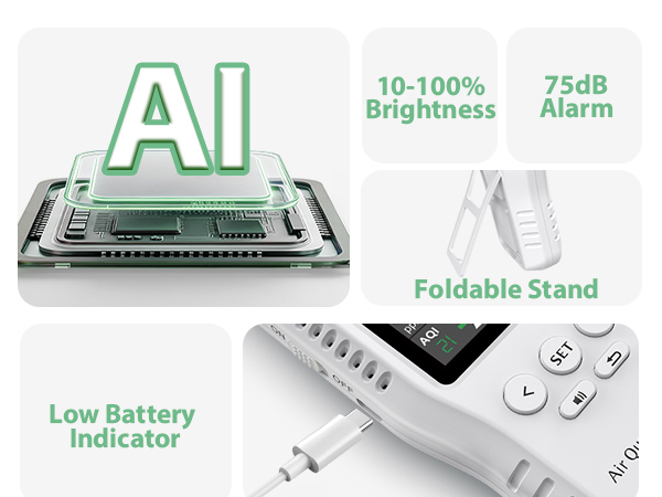 air quality monitor formaldehyde hcho tvoc voc co2 pm2.5 aqi meter detector alarm tester home indoor