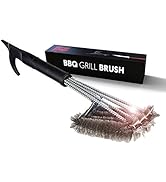 Jolly Green Products 4-in-1 Grill Brush and Scraper, Steel Bristles, Grill Cleaner with 18-Inch H...