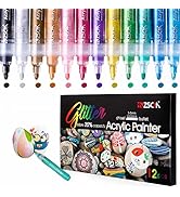 ZSCM 12 Colors Acrylic Glitter Markers Paint Pens, Rock Painting Pens Markers Metallic Art Marker...