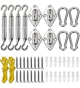 Shade Sail Hardware Kit, Stainless Steel Hardware Kit for Triangle Square Rectangle Sun Shade Sai...