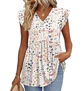WIHOLL Womens Summer Tops 2026 Babydoll Shirts Ruffle Sleeve Spring Outfits Dressy Casual Blouses