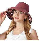 KAICAILA Women Bohemian Reversible Floral Cotton Sun Hat Wide Brim Outdoor Bucket Hats UV Protection