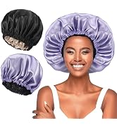 2 PCS Silk Bonnet for Sleeping, Large Satin Bonnet Hair Bonnets for Women Sleep Cap, Double Layer...