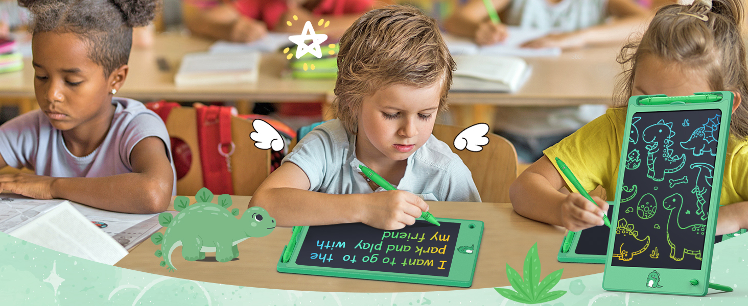 boy green toy kids love LCD writing tablet