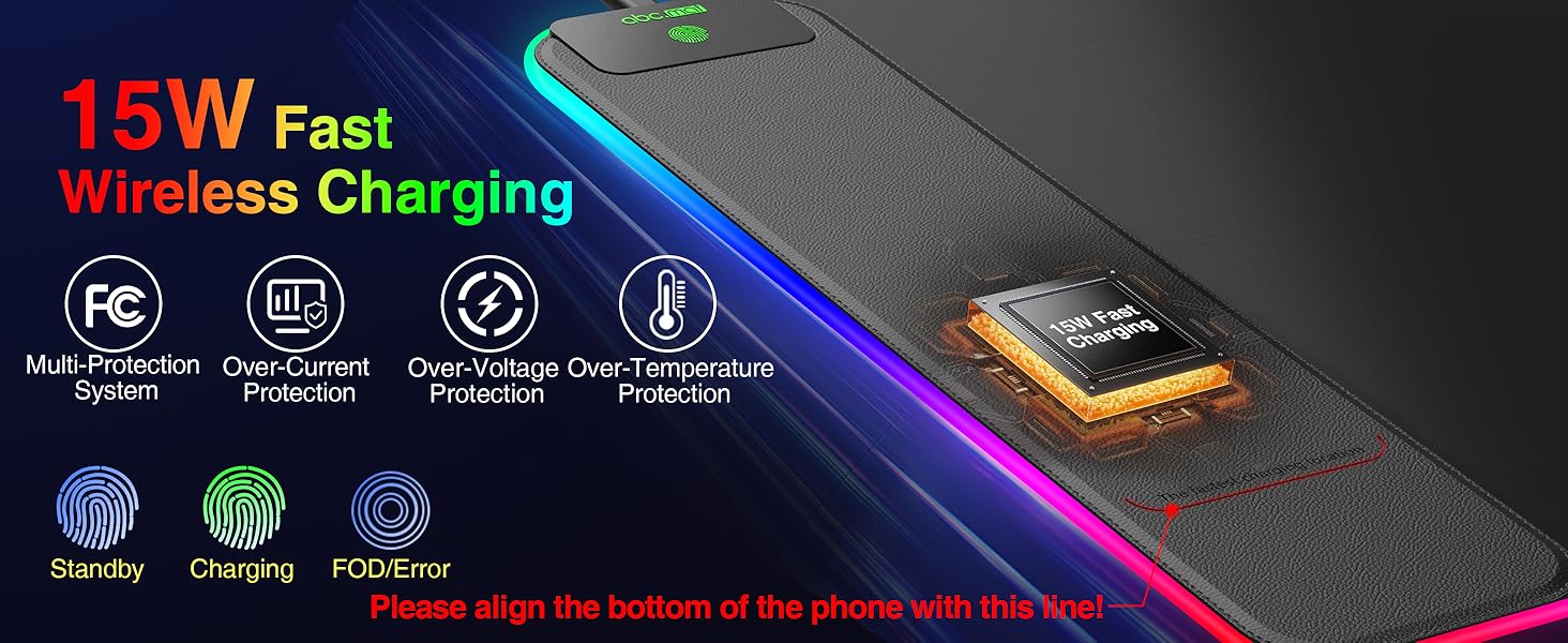RGB Gaming Mouse Pad with Wireless Charging