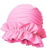 Ewanda store Cute Large Pleated Nylon Cloth Swim Cap for Women Swimming,Swimming Cap Comfort Hot ...