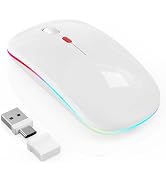 LED Wireless Mouse for Laptop/MacBook/iPad - Built-in Mouse Jiggler & 4-Mode (Bluetooth 5.2/3.0 &...