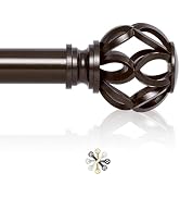 TVWOO Bronze Decorative Farmhouse Curtain Rods:36-88 Inch Adjustable Heavy Duty Single Window Cur...