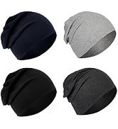 BEVTEE Cotton Slouchy Beanie for Men 4 Packs, Skull Caps Lightweight for Winter, Chemo Hats for W...