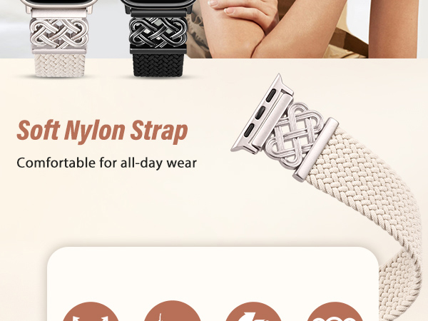 Braided Stretchy Band Compatible with Apple Watch Bands 38/40/41/42/44/45/46/49mm Women Men