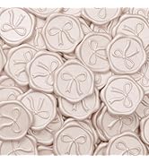 UNIQOOO 3D Bow Wax Seal Stickers - 50 Pcs Elegant Self-Adhesive Champagne Seals, for Wedding Invi...