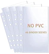 40 Pack 80 Pockets Budget Sheet Protector Sleeves for A6 6 Ring Binder, Ultra-Clear Cash Binder S...