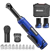 FADAKWALT 3/8" Extended Cordless Ratchet Wrench, 12V Electric Extended Ratchet Wrench, 40 Ft-lbs ...
