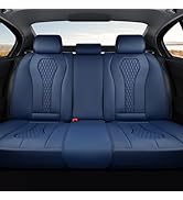 Coverado Car Seat Covers, Rear Car Seat Cover, Blue Leather Seat Cover, 3-Pieces Car Seat Cushion...