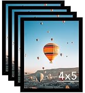 JCJMY 4x5 Picture Frame Set of 4 Black for Wall Hanging or Tabletop- Wall Mounting Horizontally o...