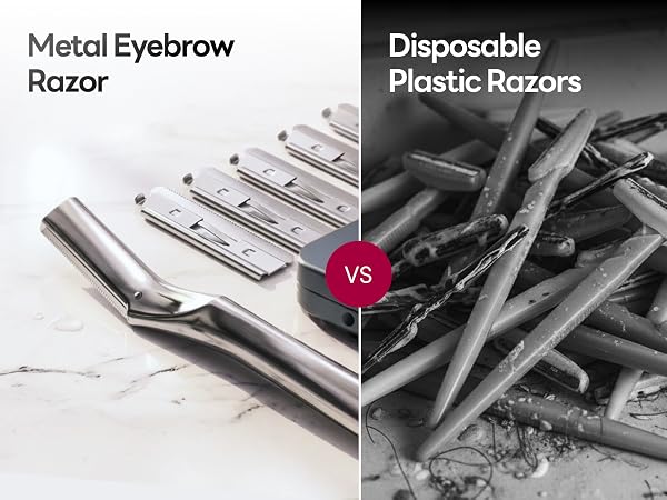 Sturdy reusable eyebrow razor designed to reduce waste.