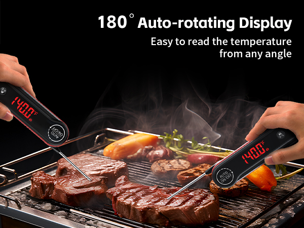 180° Auto-rotating Display Easy to read the temperature from any angle