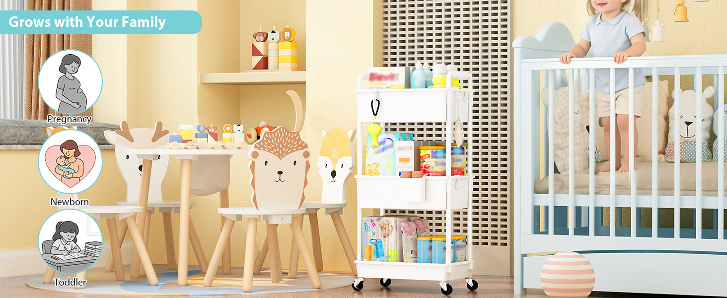 Baby Diaper Caddy Organizer Cart