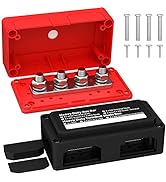 Joinfworld 300A Bus Bar 12V DC Waterproof Power Distribution Block 3/8" (M10) 4 Studs Heavy Duty ...
