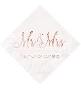 Crisky Wedding Napkins Mr Mrs Rose Gold Cocktail Beverage Dessert Napkins for Wedding Tabel Decor...