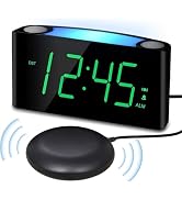 Extra Loud Vibrating Alarm Clock with Bed Shaker for Heavy Sleeper Deaf Hard of Hearing, Large LE...