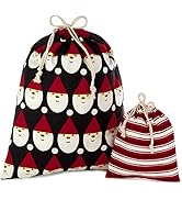 Hallmark Drawstring Christmas Gift Bag Set (2 Fabric Bags with Drawstrings; 1 Medium 10", 1 Extra...