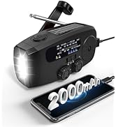 Emergency Hand Crank Radio Emgykit - 2000mAh/7400mWh AM/FM/NOAA Solar Hand Crank Emergency Radio ...