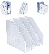 FRETONBA Collapsible Magazine File Holder with 3 Vertical Compartments Foldable Binder Holder for...