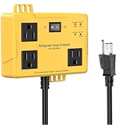 3 Outlets Refrigerator Surge Protector for Home Appliances with Time Delay, 2FT Wall Mount Protec...