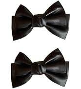 2Pcs Black PU Leather Hair Clip, Bow Duckbill Clip Korean Style Hairpin Sweet Barrette, Fashion H...