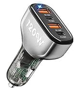 120W USB C Car Charger, SONRU 4 Ports Cigarette Lighter USB Car Charger Adapter, [2 PD 60W+2 QC3....