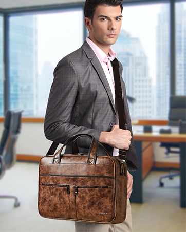 Laptop leather briefcase for men